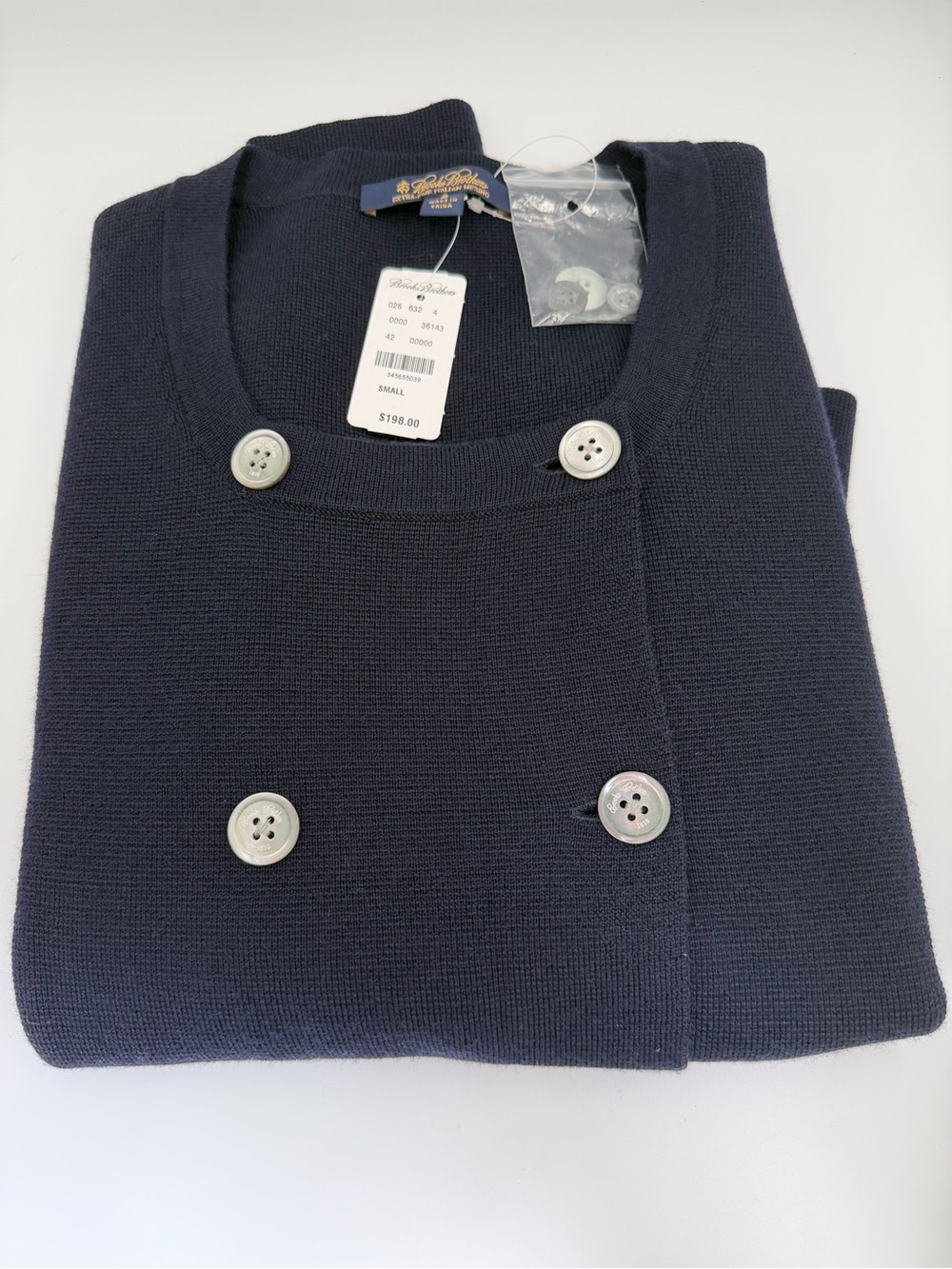 Brooks Brothers Double-Breasted Navy Button Sweater - Picture 3 of 4